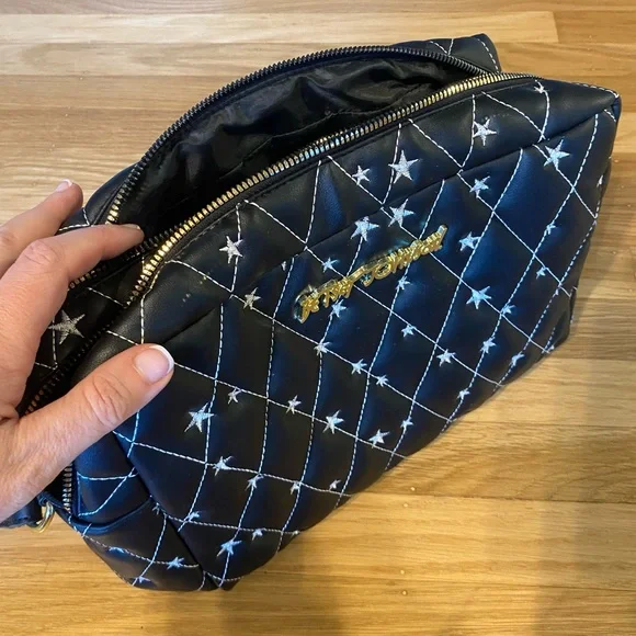 Betsey Johnson Black quilted Backpack with pearl and star Embellishments Luv Betsey Johnson Keegs Star Quilted Velour Backpack  main image 3